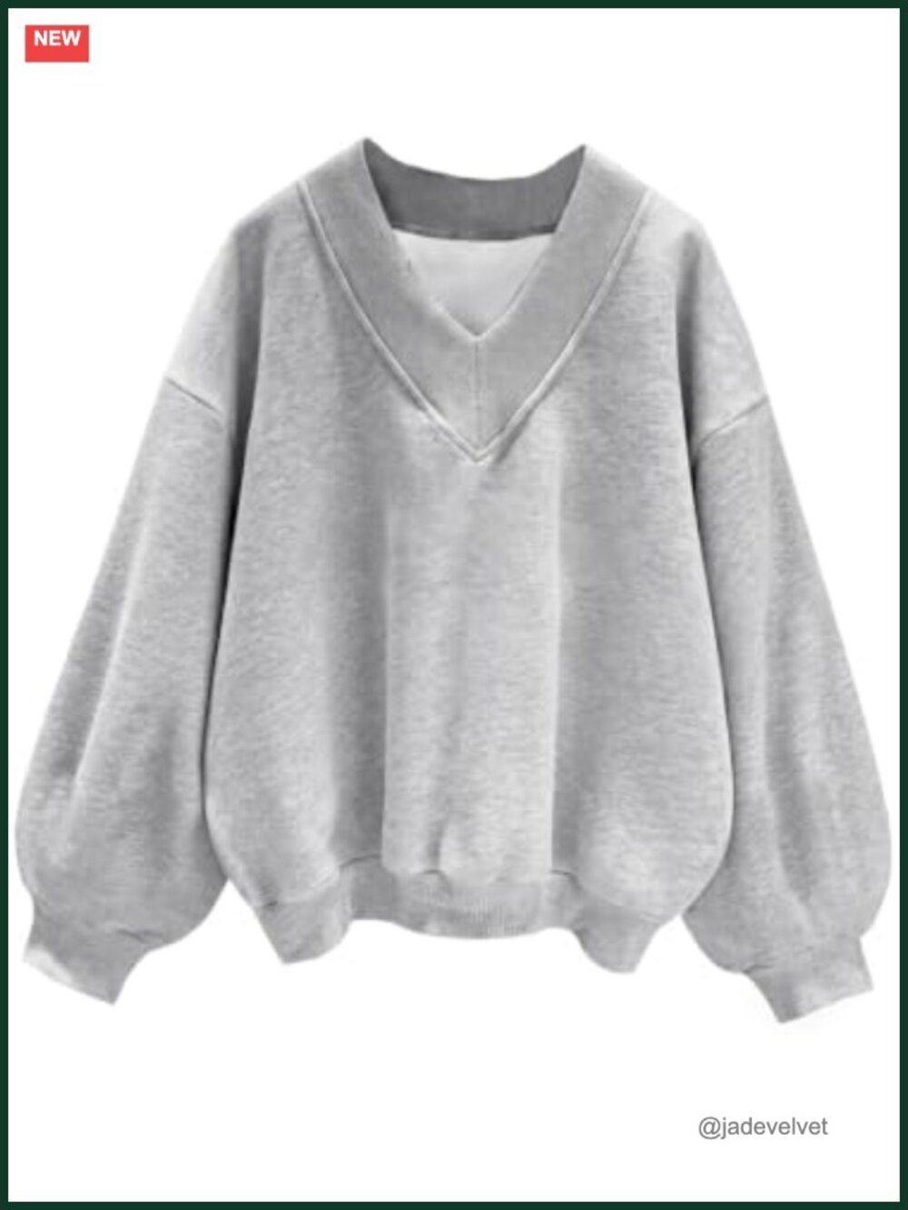 V Neck Oversized Sweatshirt Long Sleeve Fleece Lined Pullover